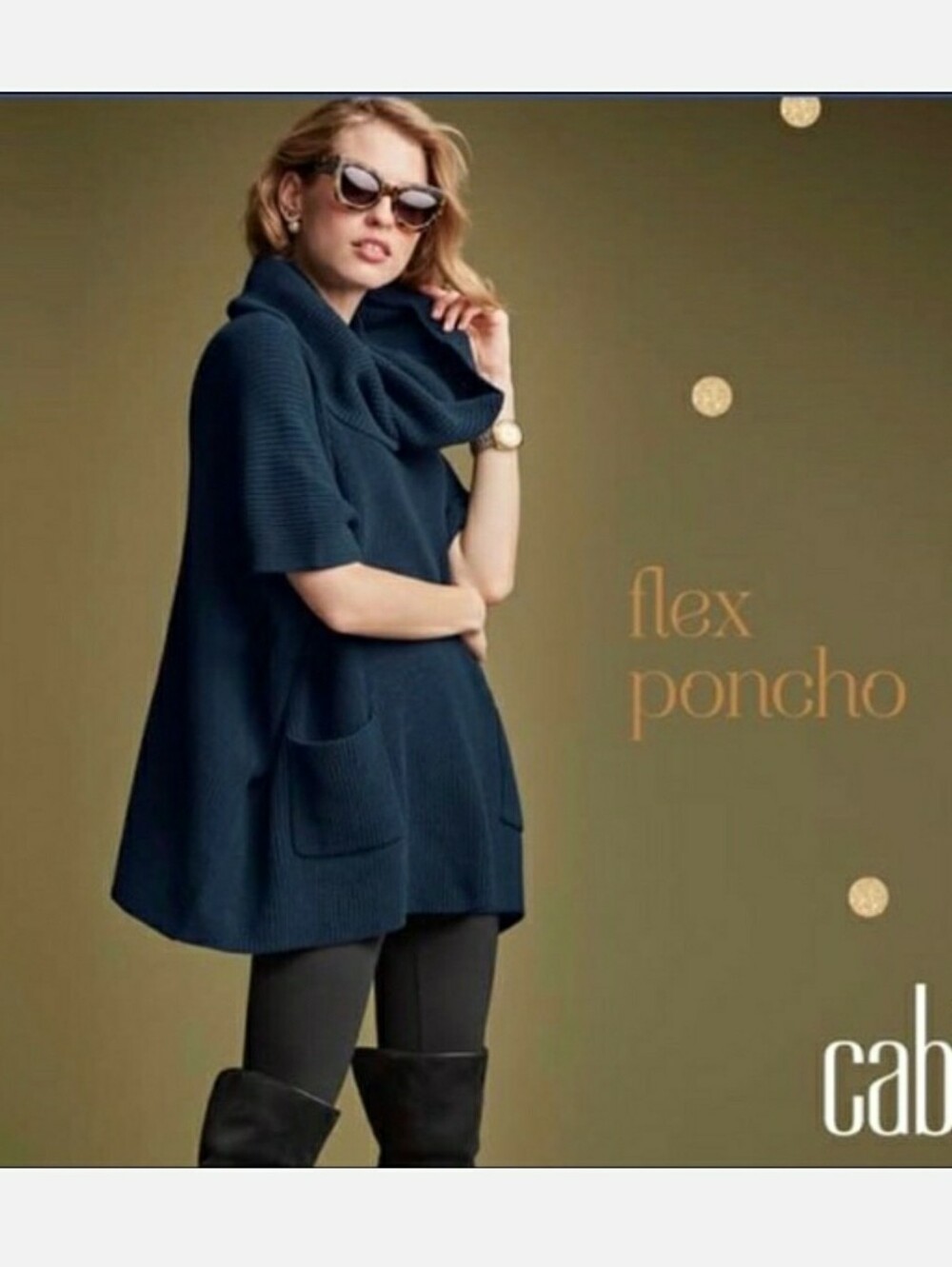 Cabi Flex Poncho Knit Sweater 3683 Sapphire Teal Blue Size XS/S